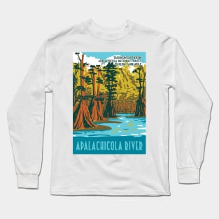 WPA Poster of Apalachicola River with Taxodium Distichum at Apalachicola National Forest Long Sleeve T-Shirt